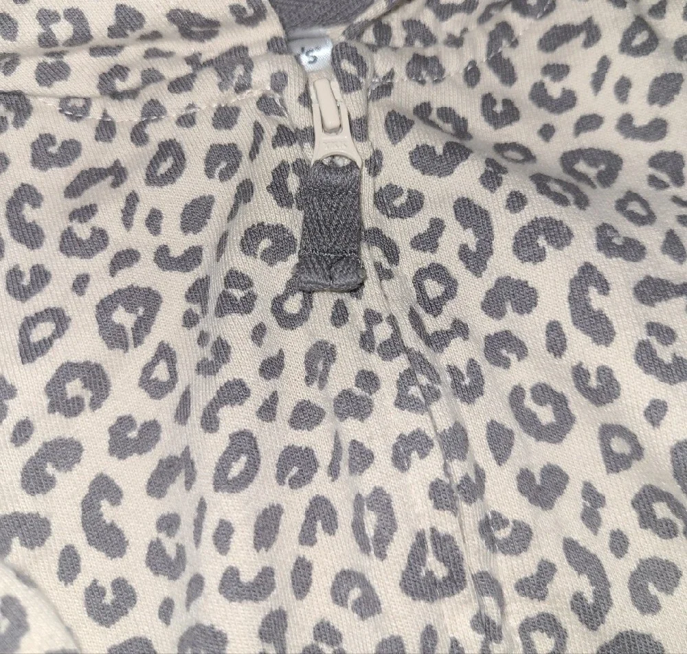 Carters Beige Leopard Print Hooded Baby One-Piece With Ears Size 6 Months.